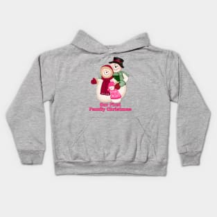 Snowman Snow Family First Christmas - Pink Kids Hoodie